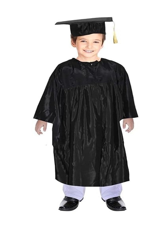 FANY Black Graduation Gown for Kids with Cap| Convocation Gown | Unisex Kids (5-6 years) - Image 1